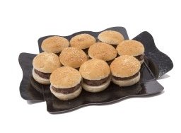 Bandeja de mini hamburguesas
